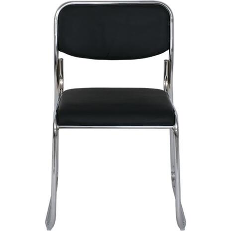 CAMPUS Καρέκλα Επισκέπτη Γραφείου, Στοιβαζόμενη Χρώμιο Μέταλλο, Soft Pu Μαύρο (Ε553,1W) (Μαύρο)